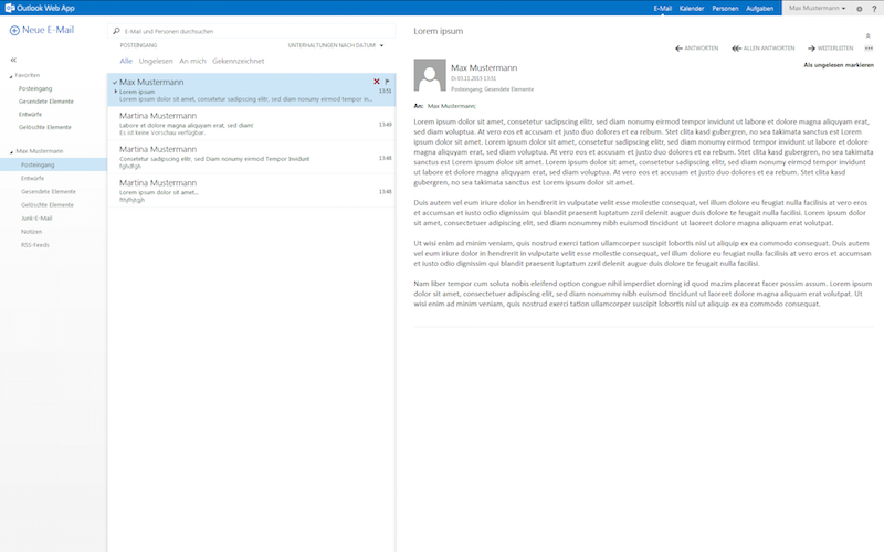Screenshot Outlook Web App