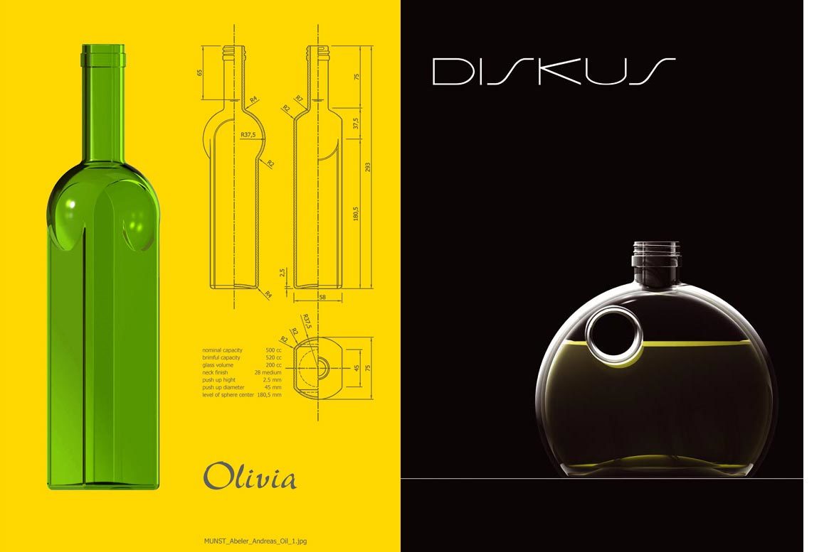 »Diskus« vinergar and oil bottle, Magnus Brock